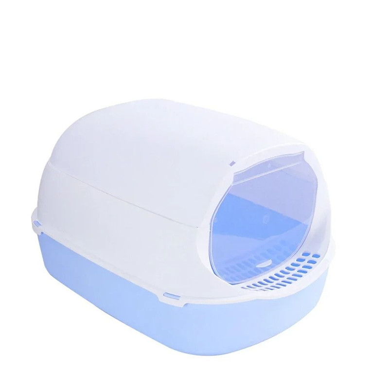 SemiEnclosed Cat Litter Box With Splash Guard And Cleaning Basin 11