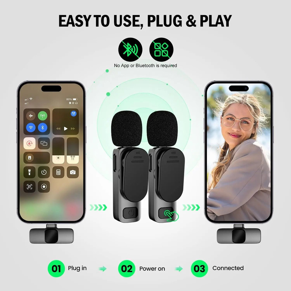 Wireless Lavalier Microphone For IPhone And Android Single And Dual Kits 2