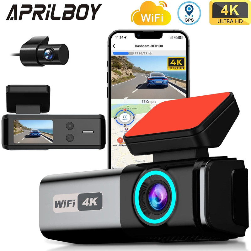 UHD 4K WiFi Dash Cam With Night Vision And Parking Monitor 0