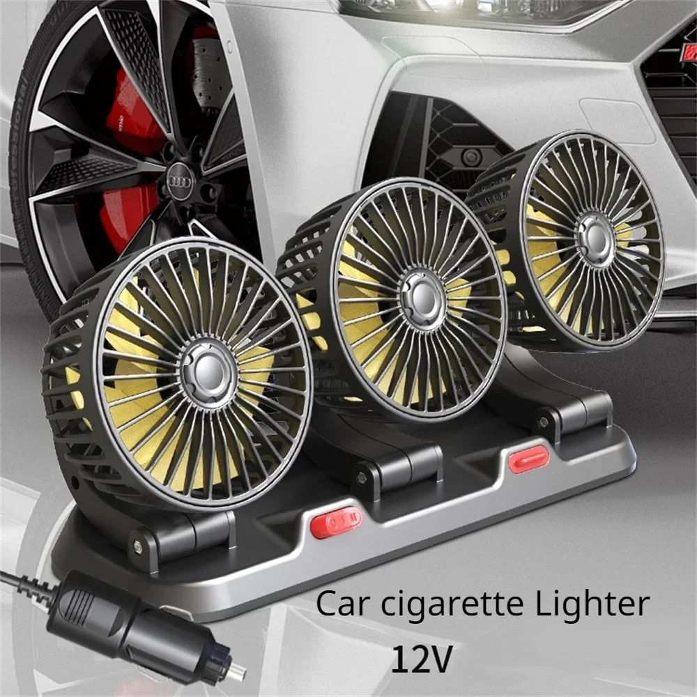Adjustable MultiHead Car Fan With USB Or 12V Power 12
