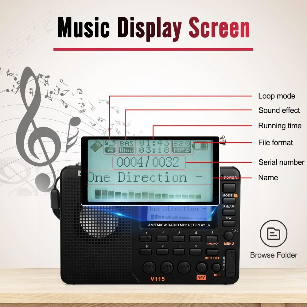 Portable MultiBand Radio With USB Recording And Speaker 3