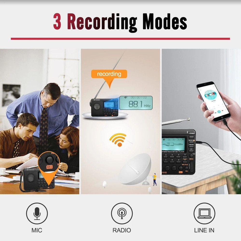 Portable MultiBand Radio With USB Recording And Speaker 4