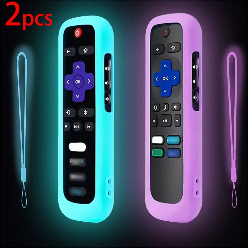 Luminous Silicone Remote Control Case With Strap For TCL Hisense Roku TV 10