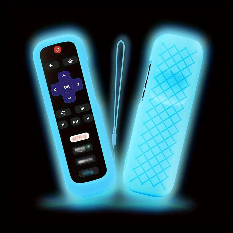 Luminous Silicone Remote Control Case With Strap For TCL Hisense Roku TV 6