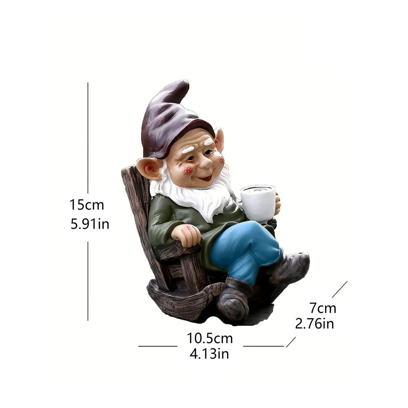 Lazy Garden Gnome In Rocking Chair Resin Outdoor Decoration 4