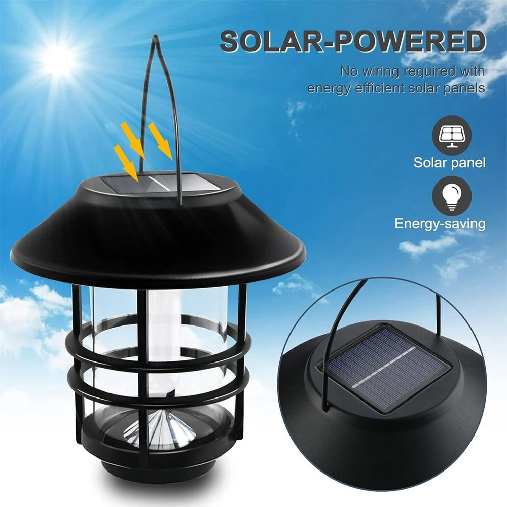 Solar Hanging Lantern With Flickering Flame Effect For Fence And Patio Lighting 3