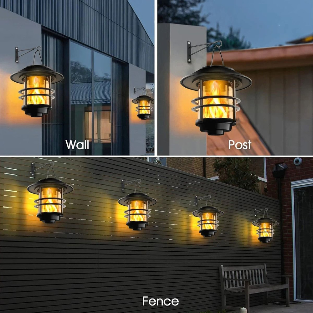 Solar Hanging Lantern With Flickering Flame Effect For Fence And Patio Lighting 5