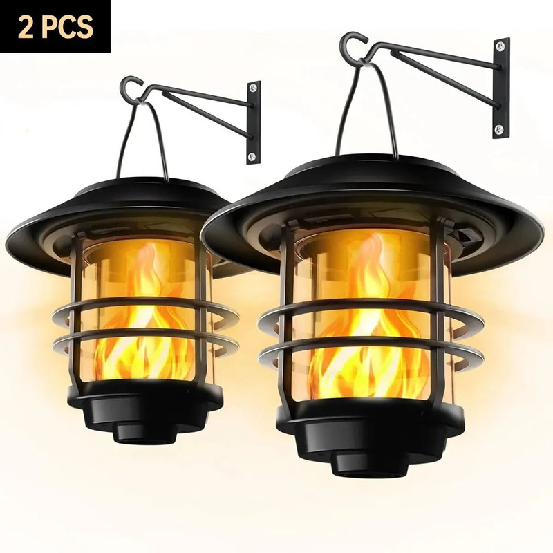 Solar Hanging Lantern With Flickering Flame Effect For Fence And Patio Lighting 8