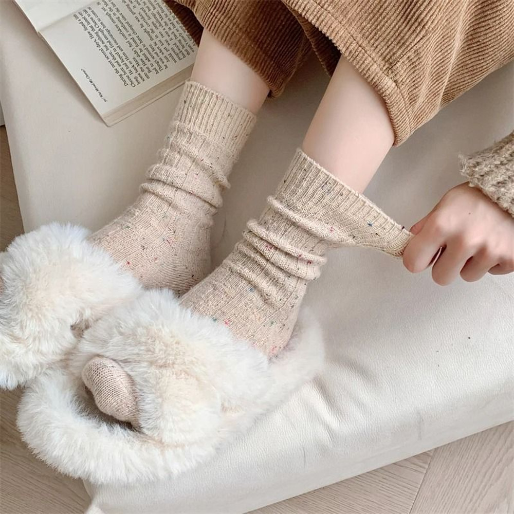 Womens Japanese Style Warm Wool Crew Socks For Winter 2