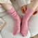 Womens Japanese Style Warm Wool Crew Socks For Winter 3