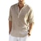 Mens Casual Cotton Linen Long Sleeve Shirt For Spring And Autumn 1