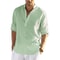 Mens Casual Cotton Linen Long Sleeve Shirt For Spring And Autumn 4