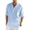 Mens Casual Cotton Linen Long Sleeve Shirt For Spring And Autumn 9