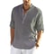 Mens Casual Cotton Linen Long Sleeve Shirt For Spring And Autumn 7