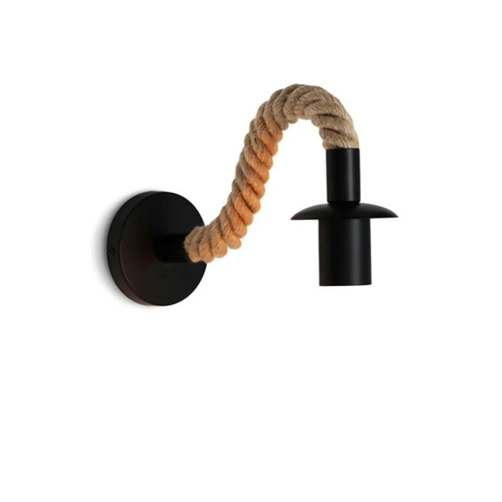 Retro Hemp Rope Wall Lamp With Iron Fixture For Hallways And Bedside Lighting 6