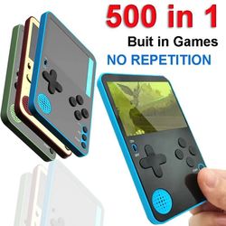 retro handheld gaming console with 500 built-in classic games for kids and adults