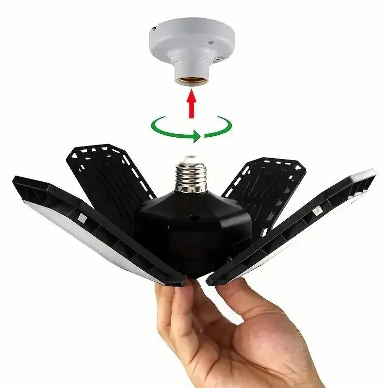 Adjustable LED Garage Light Bulb With E27 Base And Folding Panels 3