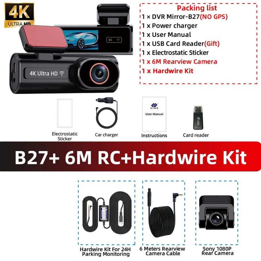4K Dual Lens Dash Cam With WiFi GPS And Night Vision 9