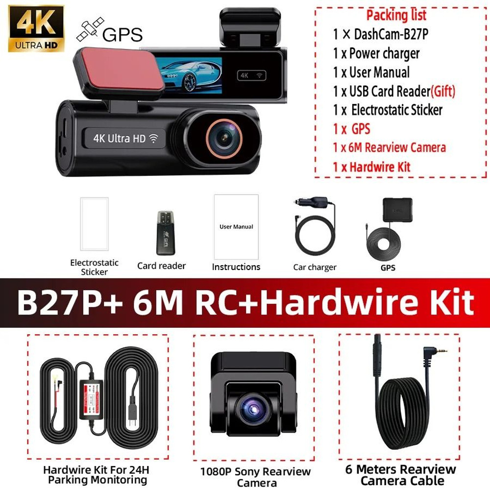 4K Dual Lens Dash Cam With WiFi GPS And Night Vision 11
