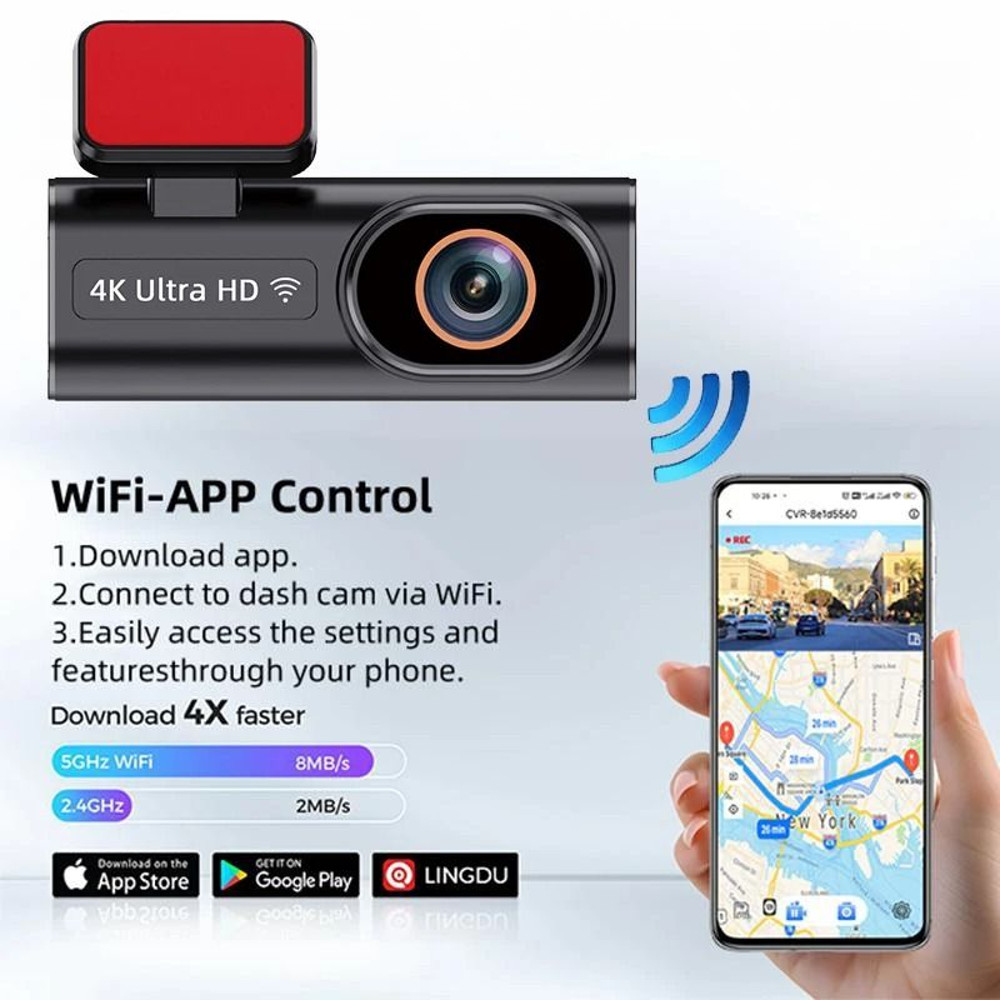 4K Dual Lens Dash Cam With WiFi GPS And Night Vision 3