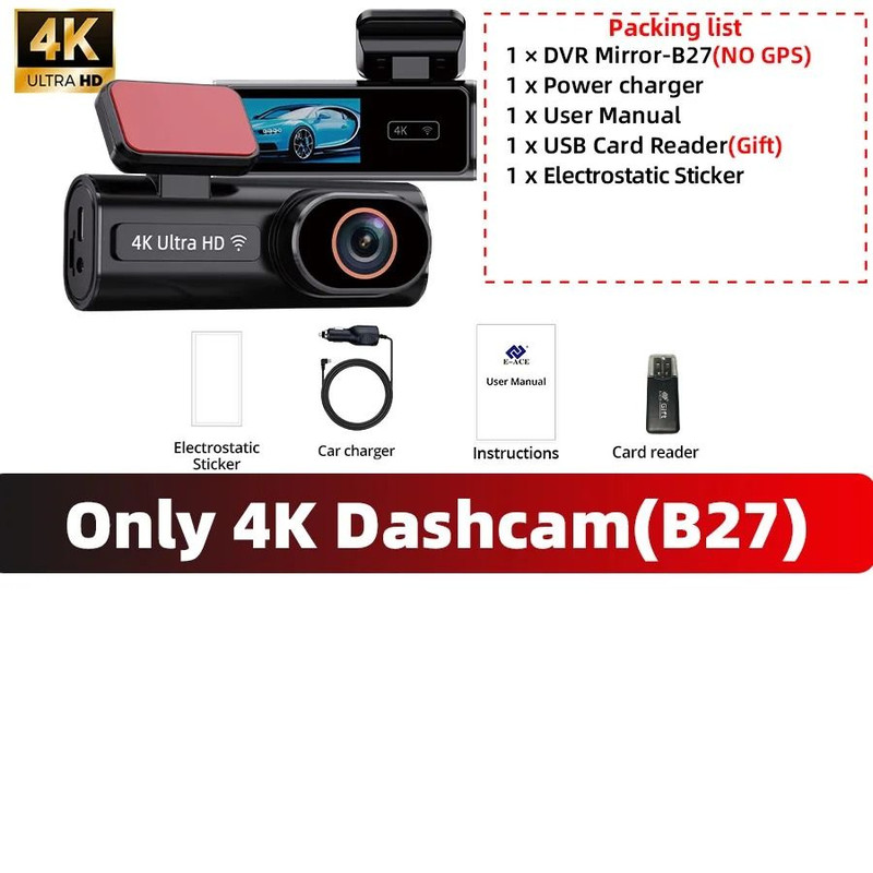 4K Dual Lens Dash Cam With WiFi GPS And Night Vision 7