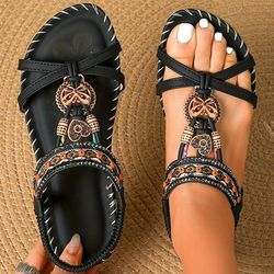 womens flat sandals with boho straps for summer comfort and style
