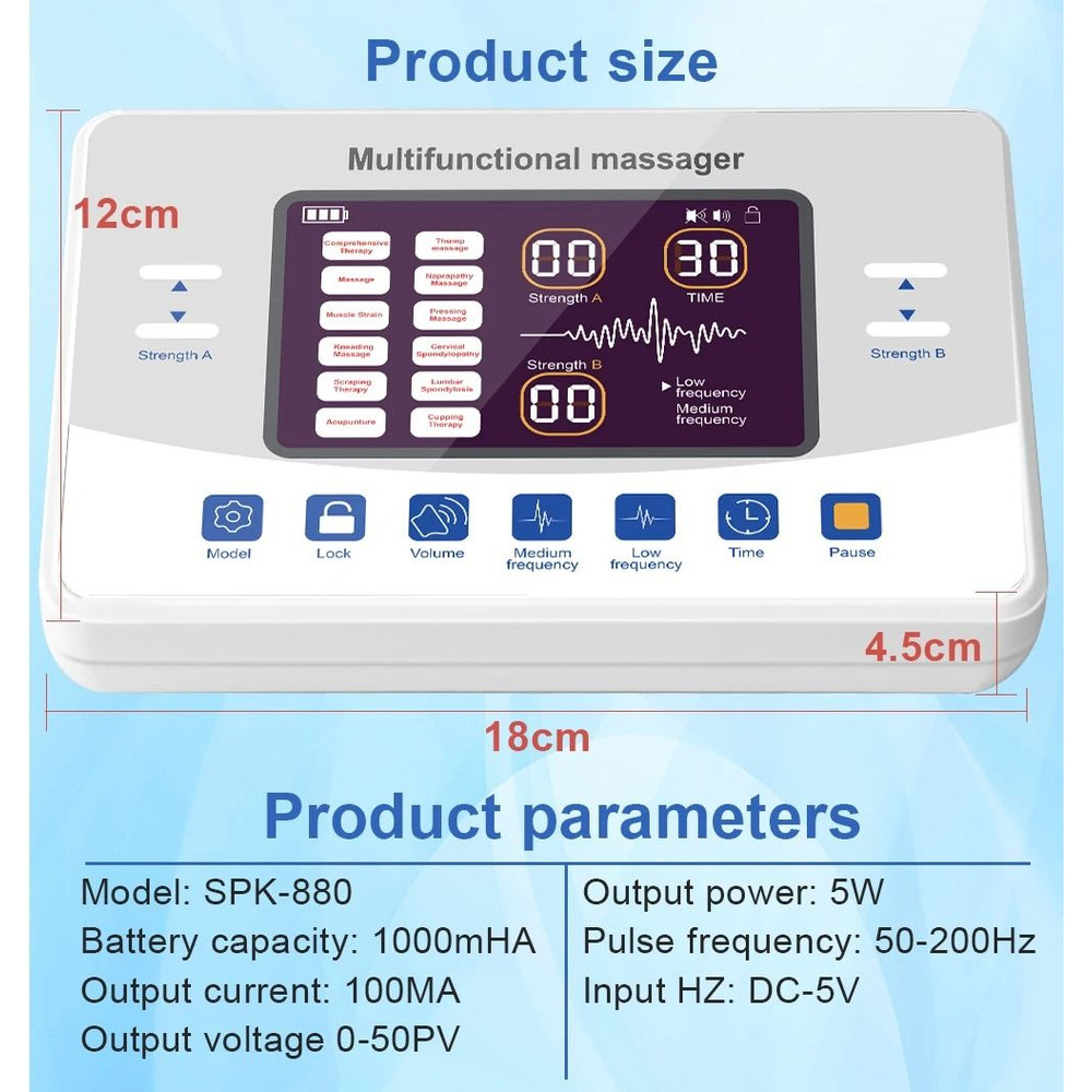 TENS And EMS Muscle Stimulator With 12 Therapy Modes And Pulse Massage 6