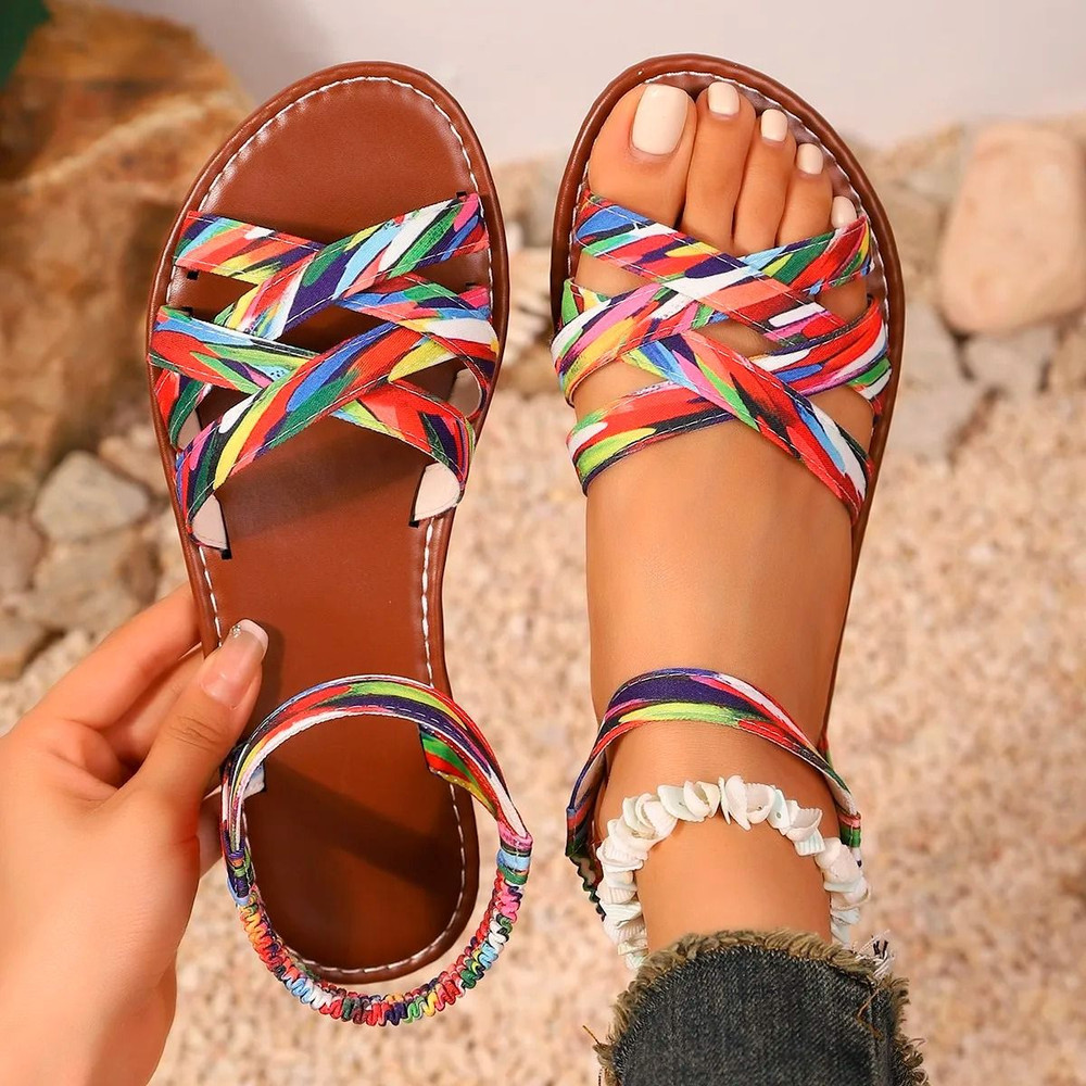Womens Summer Roman Strap Sandals With Non Slip Rubber Soles 9
