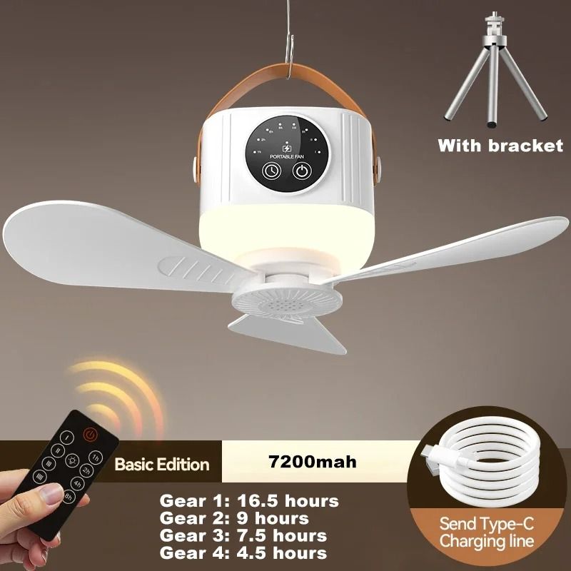 Portable LED Ceiling Fan With Light And Remote For Camping Or Bedroom Use 9