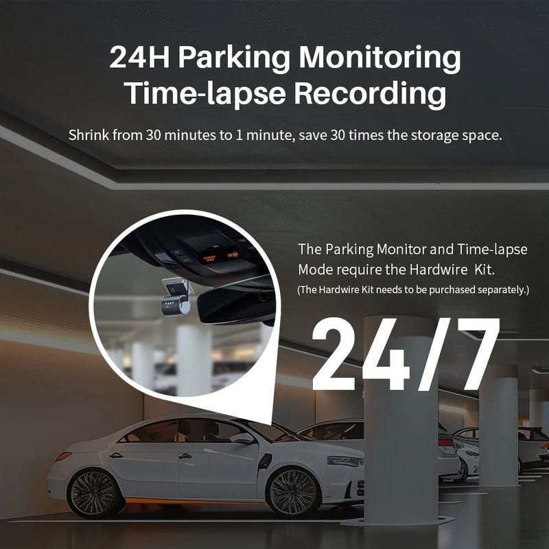 2K Mini Car Dash Cam With WiFi App And Voice Control Parking Monitor 6