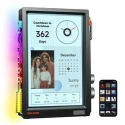 smart hd clock frame with crypto stocks calendar and weather display