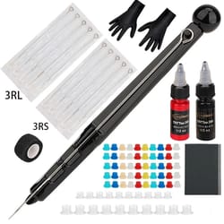 hand poke tattoo kit with ink cups and needle tool for diy stick and poke tattoos