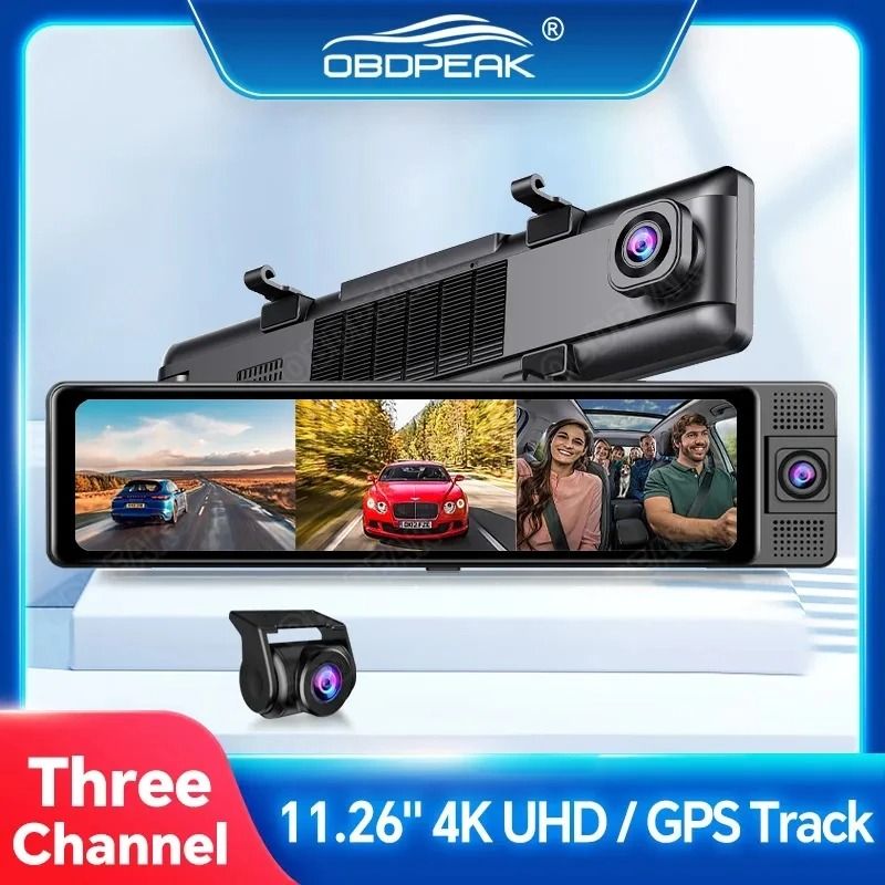 Triple Camera 4K Dash Cam With GPS And Night Vision 0