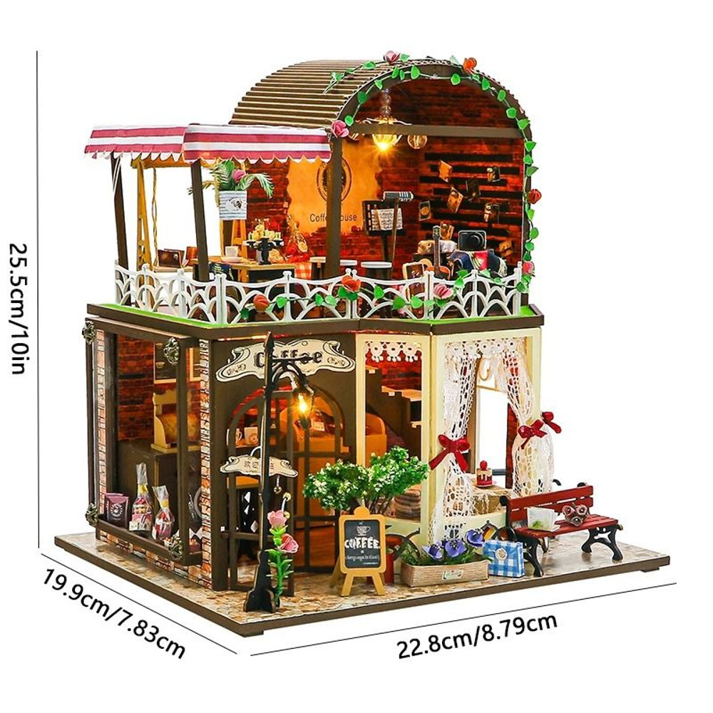 DIY Wooden Mini Dollhouse With Furniture And LED Lights 5