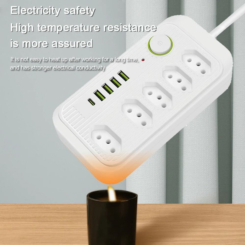 Multiplug Power Strip With USB And Type C Charger For Brazil Outlets 4