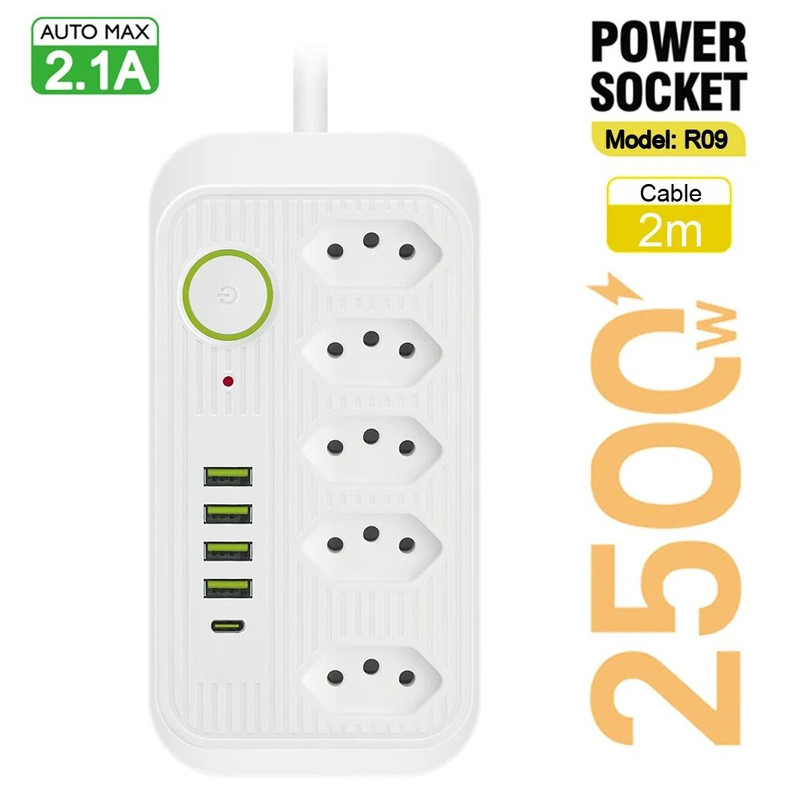 Multiplug Power Strip With USB And Type C Charger For Brazil Outlets 6