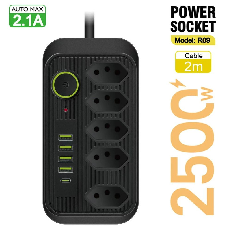 Multiplug Power Strip With USB And Type C Charger For Brazil Outlets 7