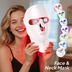7 color led face and neck mask for skin rejuvenation and anti-aging care