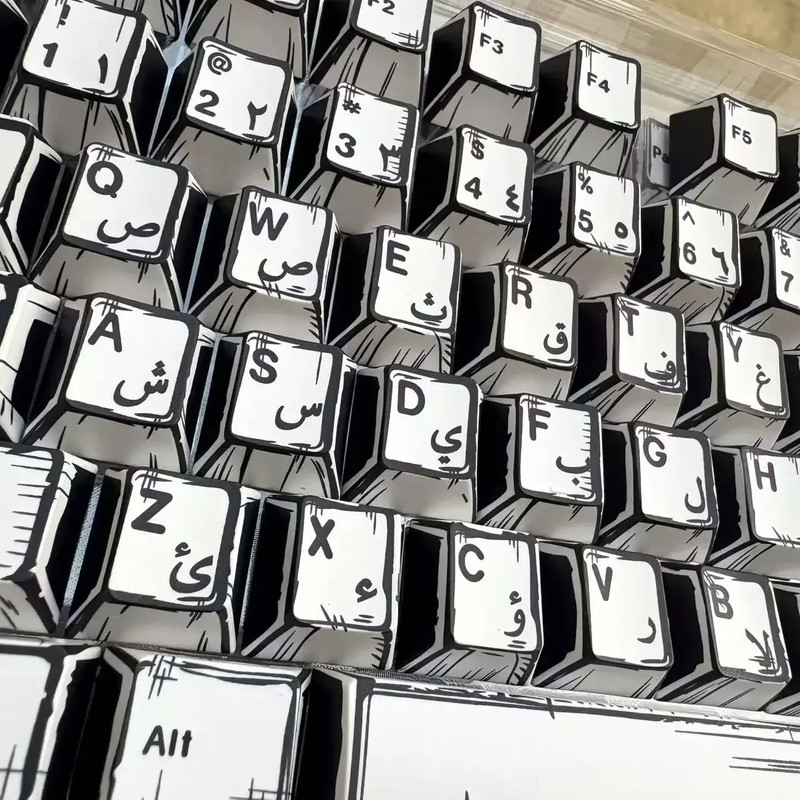 Comic Style PBT Keycap Set For Mechanical Keyboards 151 Keys Cherry Profile 17