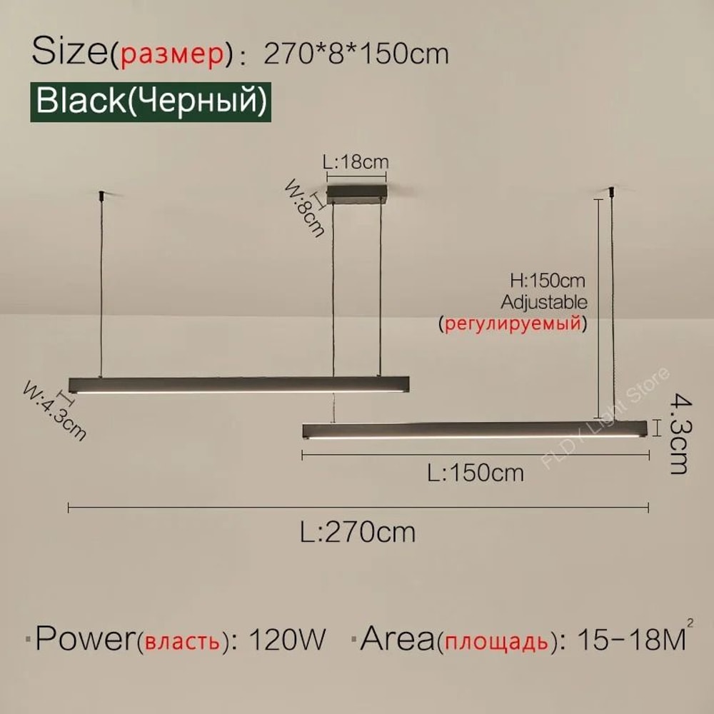 Modern LED Strip Chandelier For Dining Table Kitchen Office Or Restaurant 21