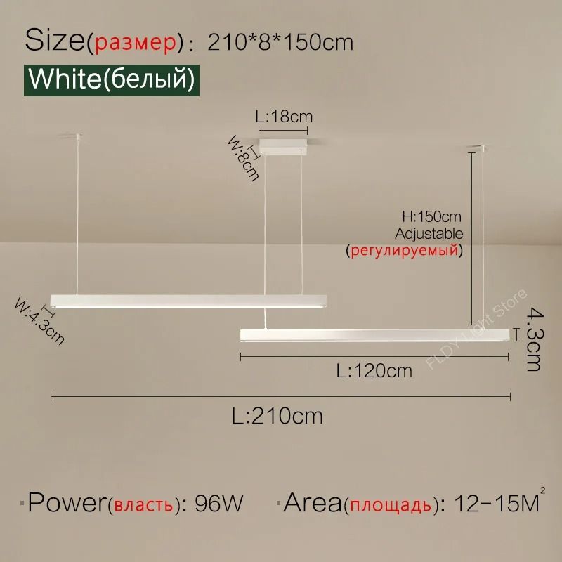 Modern LED Strip Chandelier For Dining Table Kitchen Office Or Restaurant 24