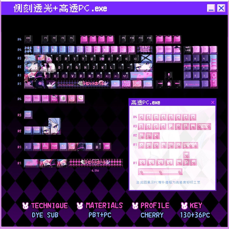 Anime Rabbit Hole Keycap Set For Mechanical Keyboards 11