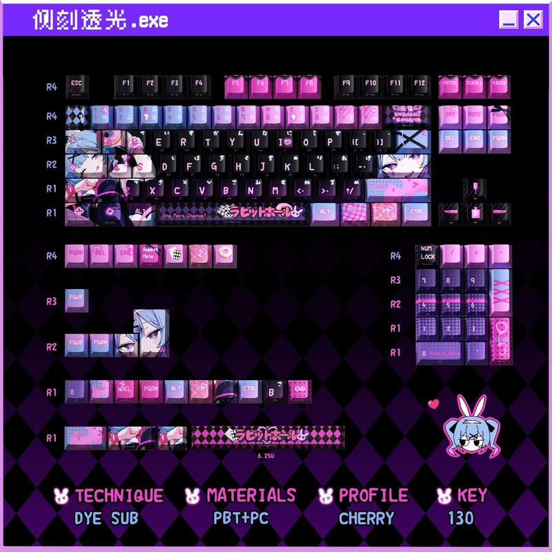 Anime Rabbit Hole Keycap Set For Mechanical Keyboards 12