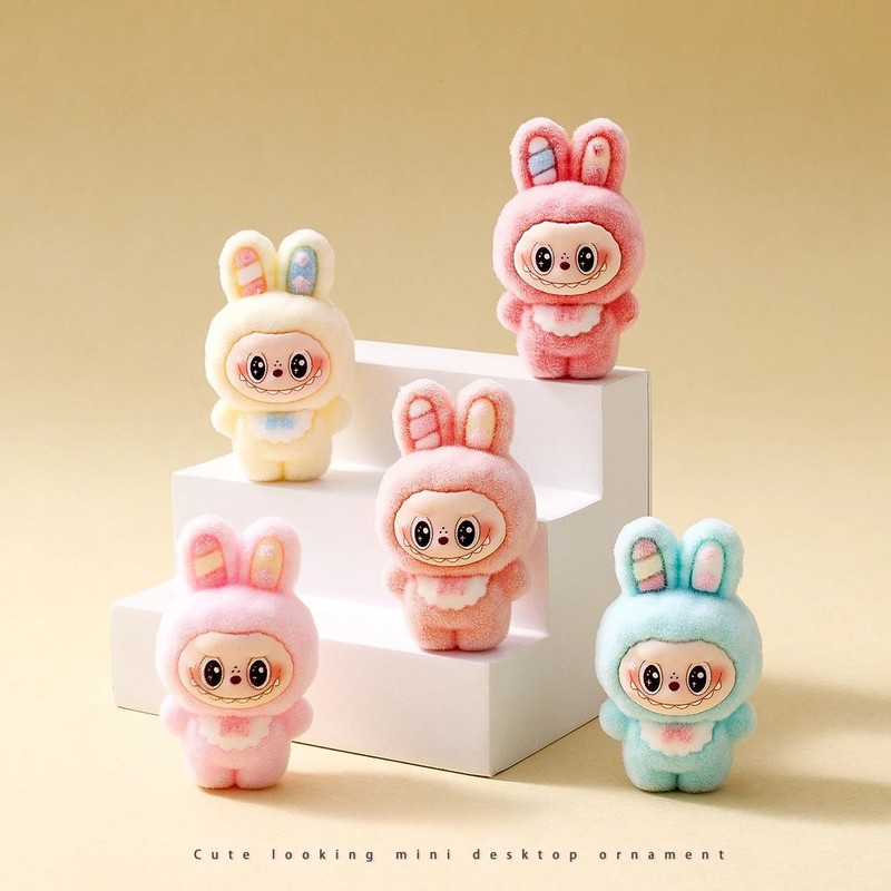 10pcs Kawaii Rabbit Anime Flocked Dolls Set For Desktop Decor And Gifts 2