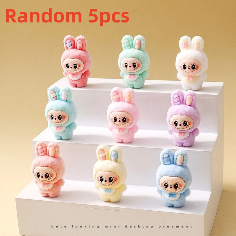 10pcs Kawaii Rabbit Anime Flocked Dolls Set For Desktop Decor And Gifts 6
