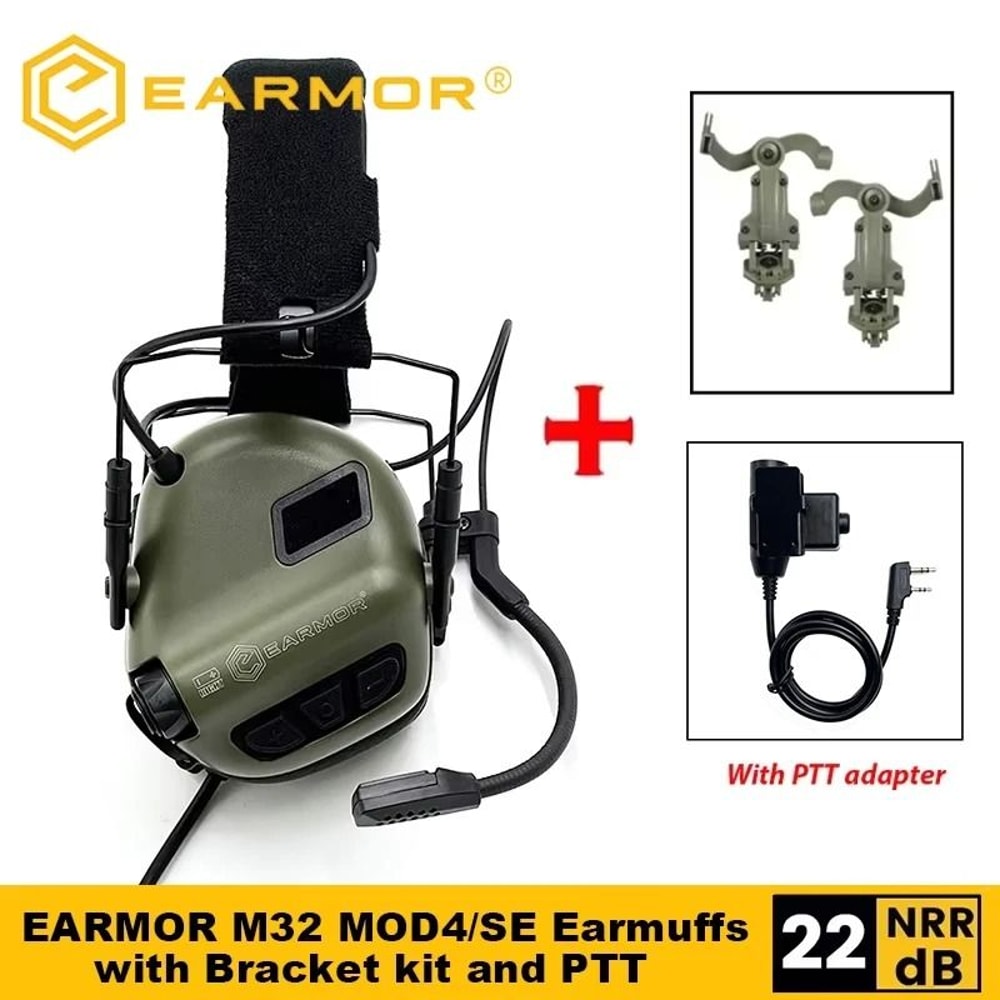 Tactical Noise Reduction Headset With Helmet Rail And PTT Adapter For Shooting 0