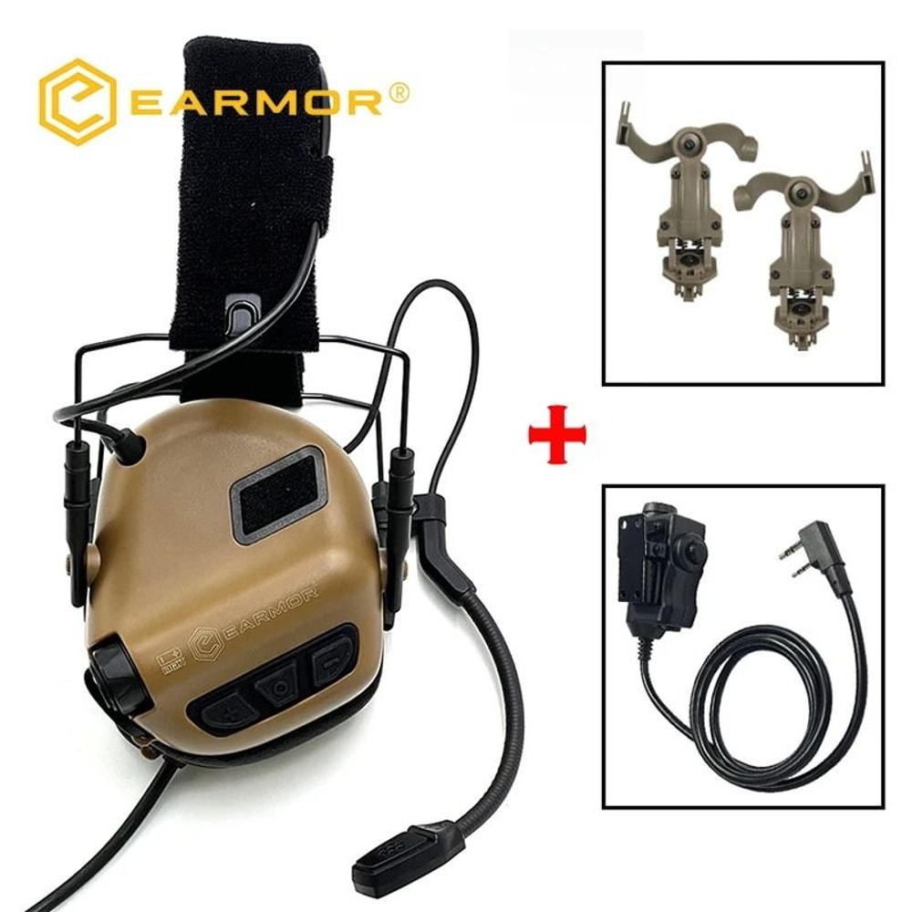 Tactical Noise Reduction Headset With Helmet Rail And PTT Adapter For Shooting 9