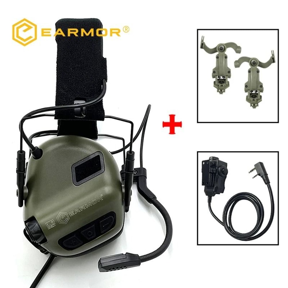 Tactical Noise Reduction Headset With Helmet Rail And PTT Adapter For Shooting 7