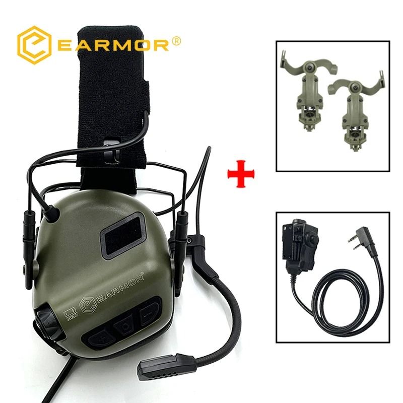 Tactical Noise Reduction Headset With Helmet Rail And PTT Adapter For Shooting 7