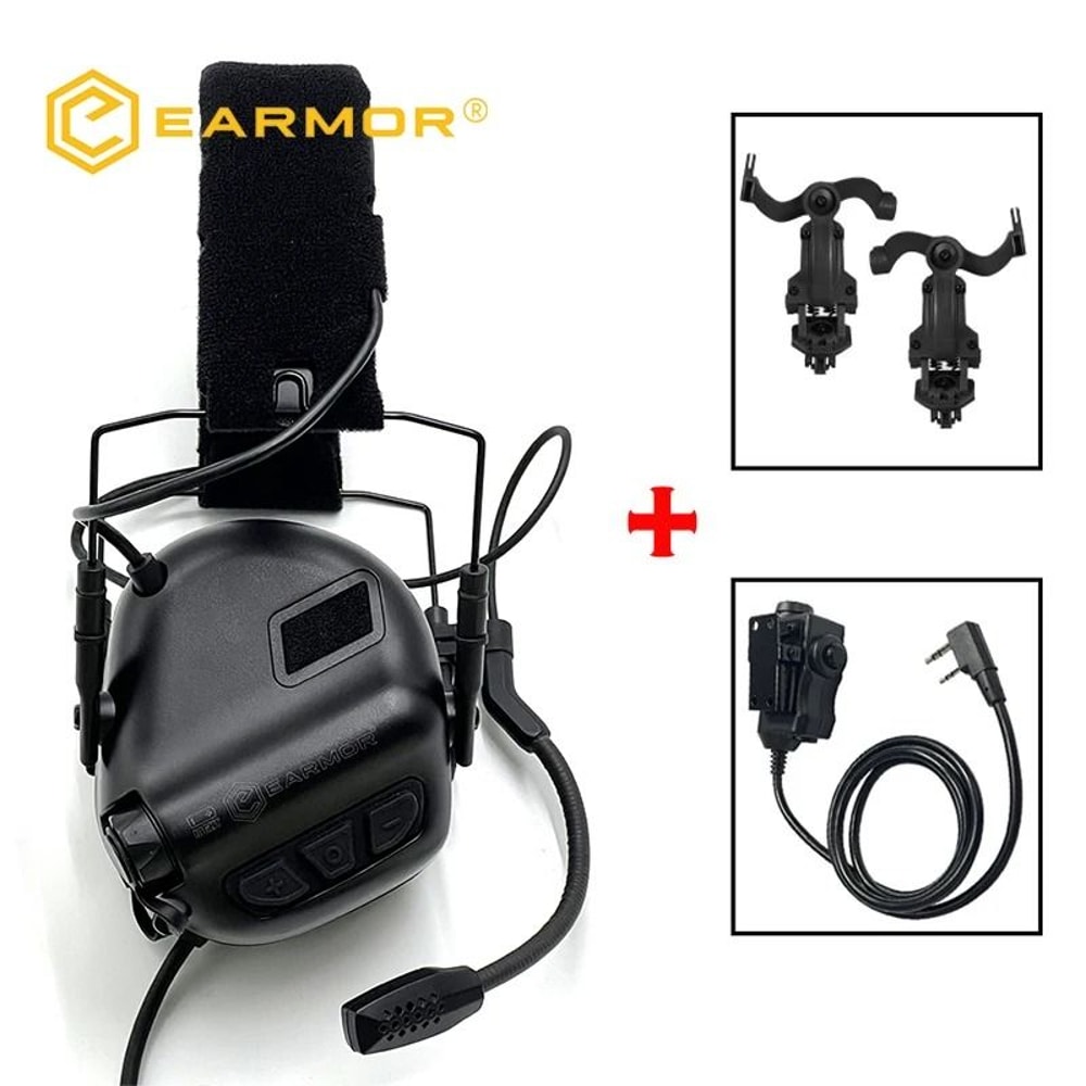 Tactical Noise Reduction Headset With Helmet Rail And PTT Adapter For Shooting 8
